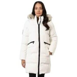 New Canada Weathergear Womens White Puffer Coat With Faux Fur Hood M/M